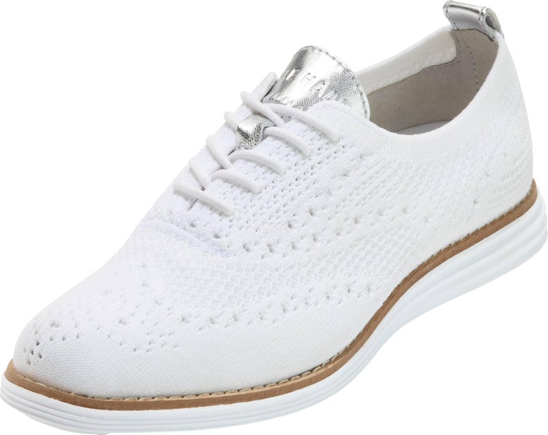 Cole Haan womens Originalgrand Stitchlite Wingtip Oxford Flat, Optic White Knit/Optic White, 9 US